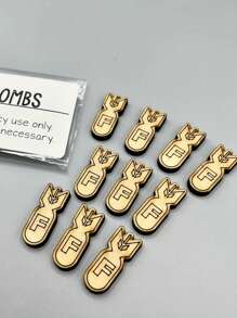 10 张/包趣味贺卡礼物，F-BOMBS 木制炸弹标志板，幽默和搞笑新奇 - 彩色 - 查看 3