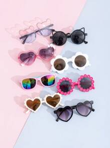 8PCS/1pc Kids' Little Bear Shaped Fashion Glasses For Summer, Perfect For Daily Wear. Kids`S Little Bear Shapes&Flower Shapes Fashion Glasses For Summer, Suitable For Daily Use - Multicolor - View 2