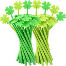 6pcs Four Leaf Clover Pens, Cute Green Four Leaf Clover Pens Novelty Fun Pens 0.5mm Gel Ink Ballpoint Pens Suitable For Gifts School Office Home Supplies(All Specifications And Colors Are Sent Randomly) Back To School