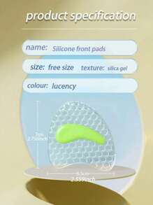 1 Pair Silicone Forefoot Pads, Thick Anti-Slip Design To Relieve Pain And Pressure, Suitable For High Heels And Sandals - Green - View 5