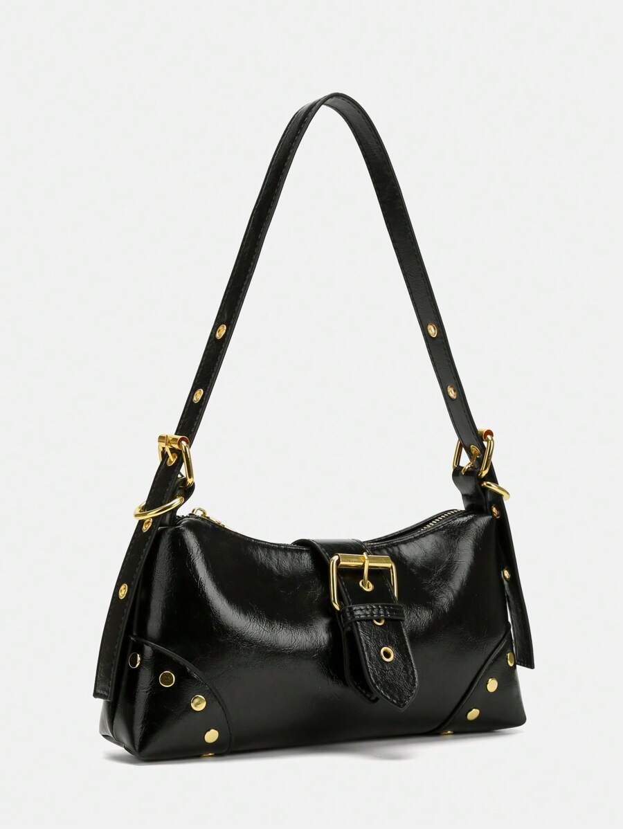 复古欧式单肩包，拉链封口，采用嬉皮风格皮革制成，外观独特，可用作手提包或腋下包，商务休闲女包，适合办公室、商务和工作场合，复古女包