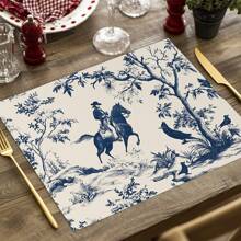 Set de 4 manteles individuales con diseño de estrella de estilo granja vintage, manteles individuales de grano de madera rústica de lino, manteles individuales con estampado de animales de granja, adecuados para cocina, hogar, fiesta, decoración de mesa, 12x16.5 pulgadas