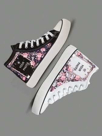 Zapatillas de lona personalizables de media caña unisex, diseño sencillo para actividades al aire libre, suela de goma vulcanizada, zapatillas deportivas casuales, para uso en todas las estaciones