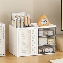 Space-Saving Self-Discipline Desktop Organizer | Plastic Storage Box With Motivational Tracker | Perfect For Student Dorms & Office Desks | Organize Stationery, Track Goals & Maximize Workspace Efficiency