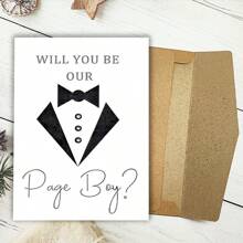1pc "Will You Be Our Pageboy?" Wedding Proposal Card With Tuxedo And Bowknot Design, Includes Red Envelope - Ideal For Weddings And Engagements, Wedding Card - Multicolor - View 6