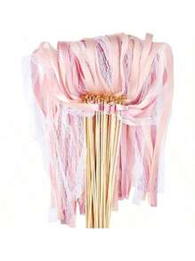 10/30 件蕾丝丝带婚礼魔杖棒香槟丝带飘带派对飘带带铃铛丝绸仙女棒魔杖适用于婚礼、派对、节日庆典、活动