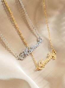 Custom Name Matte Finish Necklace,Personalized Silvery Gold Color Name Necklace, Simple Name Plate Necklace,Personalized Jewelry,Anniversary Gifts ,Easter Gifts,Birthday Gift For Her