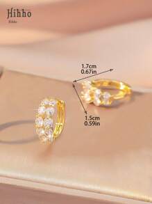 Hihho 1 Pair Retro Style Copper Inlaid Hollow Geometric Circle Design Hoop Earrings, Fashionable Decoration Earrings For Women, Holiday Gift