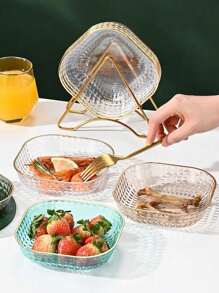 1/5pcs Premium Hard Plastic Tray, Transparent Fruit Bowl Salad Tray, Washable And Reusable Plate, Party Supplies For Birthdays, Celebrations, Buffets, Kitchen Supplies,Kitchen,Christmas Gift
