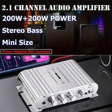 400W Mini Amplifier - 2.1 Channel Home Audio Stereo Hi-Fi System With Subwoofer - Compact Structure, Suitable For Speakers, Computers, TVs, Phones, Cars And Vehicles