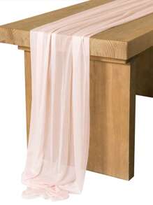 1pc 73"X300" Chiffon Table Runner, Light Blush Chiffon Table Cloth/Scarf, Transparent Weddings Table Linens With Silver Glitter, Suitable For Elegant Wedding, Rustic Bohemian Party, Bridal Shower, Baby Shower, Princess Party, Dessert Table, Bridal Banquet, And More - Multicolor - View 13