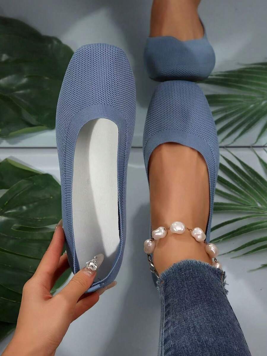 Plus Size Women's Casual Suede Flat Loafers, Square Toe Grandma Shoes