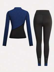 2pcs Yoga Set, Jacket And Tight Pants, Women Activewear Jogging Suit, Yoga Fitness Workout Outfit