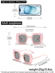 1 PC Girls 4-8Y Elegant Rhinestone Encrusted Candy Color Square Fashion Pink Eyeglasses For Holiday Outing, Holiday Party And Costume Matching