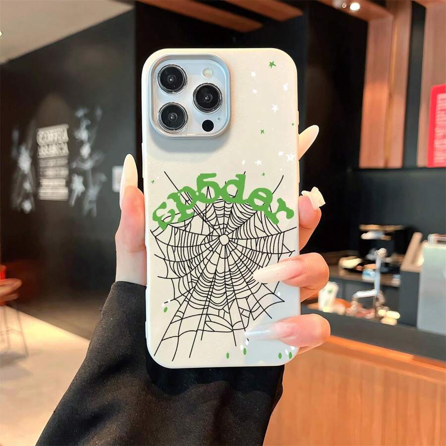 11、12、13、14、16、15 Pro Max 浮雕手机壳，米色手机壳，风格为蜘蛛网图案，时尚且具有保护性的手机壳配件，适合家庭、朋友、儿童、生日、春季、节日、复活节的礼物 - 米色 - 查看 1