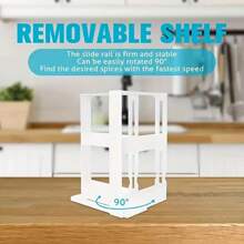 Estante compacto giratorio de 90 grados de 2 niveles para almacenamiento de especias en encimera, perfecto para la cocina, el baño, la oficina en casa y la organización del hogar - Suministros esenciales para el hogar para una vida libre de desorden