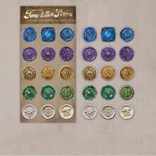 YANJI 1 包 15 张复古蜡封印章主题贴纸、创意美学贴纸贴花、DIY 剪贴簿工艺用品、节日礼物、个性化文具学校用品 - 彩色 - 查看 18