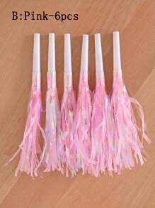 6 قطع صفارات الحفلات المزخرفة بالبريق المعدني والشرائط للحفلات ، صفارات نفخ لأعياد الميلاد، التخرج، وحفلات الرياضة، أعياد الحب، حفلات الزفاف، والأعياد