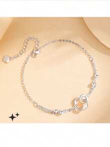 1 件女士时尚空心金属链几何吊坠脚链