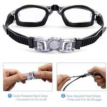 نظارات السباحة، نظارات سباحة بدون تسريب ومضادة للضباب للبالغين الرجال والنساء - الأسود - مشاهدة 3