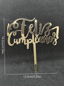 2Pcs/1Pc Gold Spanish Feliz Birthday Cake Letters - Ins Cake Topper For Birthday Party Decor, Social Media Photo Props, Festive Events