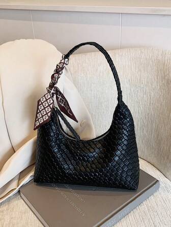 1pc Casual Versatile Underarm Bag With Scarf