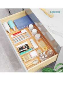 31pcs Radikor Transparent Plastic Drawer Organizers, 4 Different Sizes Storage Boxes For Bathroom, Vanity, Kitchen, Office, Stationery, Cosmetics, Jewelry