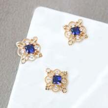 Set de 5 piezas Elegante y lujoso conector doble de aleación de cobre con rhinestones y pétalos de flores de colores, accesorios DIY de joyería para pendientes, collares y pulseras para mujeres