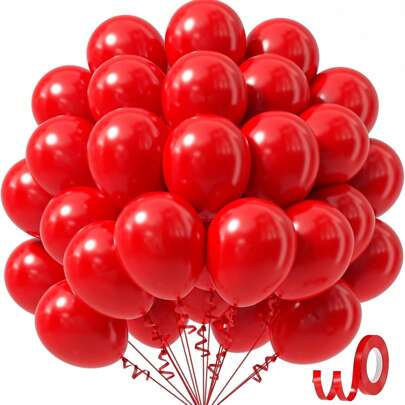 10/20/30/40/50pcs Red Balloons 18/12/10/5 Inches, Red Latex Party Balloons Used For Shower Parties, Wedding Anniversaries, Valentine's Day, Christmas, Birthday Party Decoration