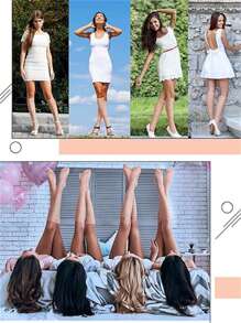 3雙杏色/裸色萬用中筒女襪，JK襪款，春夏秋季薄透襪，防勾絲透氣，時尚半包絲高襪，適合購物、跳舞、打扮 - 杏色 - 查看 8