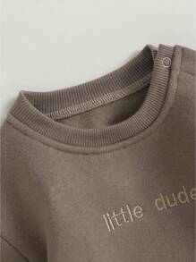 Newborn Infant Baby Boy Girls Oversized Romper Little Dude Sweater  Coming Home Outfit Neutral Clothes - 棕色 - 查看 4