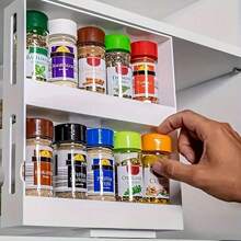 Estante compacto giratorio de 90 grados de 2 niveles para almacenamiento de especias en encimera, perfecto para la cocina, el baño, la oficina en casa y la organización del hogar - Suministros esenciales para el hogar para una vida libre de desorden