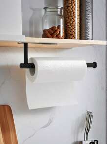 1pc Stainless Steel Kitchen Roll Paper Towel Holder Stand & Cling Film Storage Rack - Multicolor - View 5