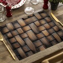Set de 4 manteles individuales con diseño de estrella de estilo granja vintage, manteles individuales de grano de madera rústica de lino, manteles individuales con estampado de animales de granja, adecuados para cocina, hogar, fiesta, decoración de mesa, 12x16.5 pulgadas