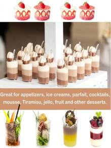 50pcs 3 Oz Slant Cup (Please Check Size Before Purchase), Suitable For Mousse, Pudding, Dessert, Ice Cream Cake, Etc. Reusable, Suitable For Dessert Decorations, Birthday Parties, Wedding Parties And Party Events