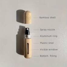 2pcs Luxury Bamboo Perfume Atomizer - Refillable Portable Spray Bottles, 0.17oz/0.27oz, Pocket-Sized Fragrance Dispenser With Transparent Window, Bottom Filling Design For Travel & Outdoor Use