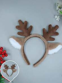 1 pezzo Fascia per capelli con corna marroni a forma di cervo, accessori carini in peluche con orecchie di cervo, accessori per cosplay, proposte realizzate a mano con orecchie di animali artificiali, copricapo per Ognissanti