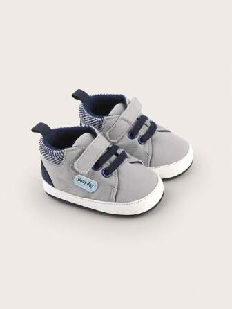 Spring And Autumn 0-1 Year Old Male And Female Babies 6-9-12 Months Old Infant Soft Soled Anti Slip Walking Shoes Sports Color Blocked White Shoes