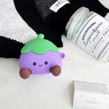 时尚欧美卡通茄子苹果蓝牙耳机壳适用于Airpods Pro 2/4/3代，防震硅胶耳机保护套 - 紫色 - 查看 2