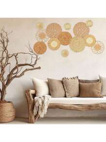 Bohemian stijl mand versierd geweven bamboe zeewiermand met de hand versierd Bohemian wanddecoratie slaapkamer woonkamer eetkamer kantoor kan direct worden opgehangen nagels (klassiek) kamerdecoraties tuindecoratie bruiloftsdecoratie woondecoraties