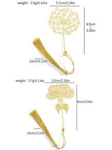 Flower Metal Bookmark, 1 Metal Tassel Bookmark, Gold Hollow Bookmark, Suitable For Book Fans, Writers, Readers, Teenagers, Men, Women, Adults, Essential For Back To School Season - Multicolor - View 10