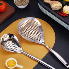 Stainless Steel Colander Spoon Large Size Fry Food Spoon Kitchen Household Ladle Oil Frying Mesh Spoon One-Piece Molding Large Ladle For Pasta