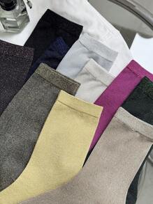 1 Pair/4 Pairs/5 Pairs Women Metallic Shimmer Mid-Calf Socks, Thin Lightweight Shiny Ribbed Socks, Spring & Summer