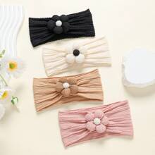 jralon 3 st/set Ultramjukt, hudvänligt babypannband i nylon med blommönster, bekvämt att bära för spädbarn och småbarn, lämpligt för alla årstider - Multifärgad - Visa 8