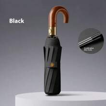 三折实木手柄自动两用雨伞，高档商务时尚雨伞，适合男女夏季避暑、沙滩、旅行