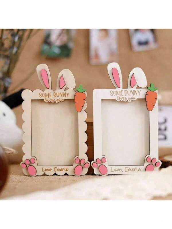 Ostern Hase Holz Fotorahmen, "Somebody loves you", Osterandenken, Geschenk für Großeltern, dieser Artikel ist für 2.5" X 3.5" Fotos