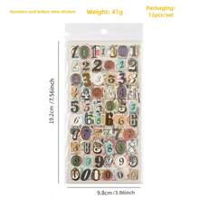 12 Stücke/Packung Vintage Buchstaben- und Zahlen-Aufkleber, dekorative Aufkleber für Scrapbooking, Tagebuch, DIY, Schulmaterial, Rückkehr zur Schule