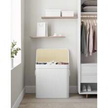 Laundry Hamper, 39.6 Gallons (150L), 3-Section Laundry Basket, Laundry Hamper With Lid, Bamboo, Foldable, Removable And Machine Washable Liner, For Laundry Room, Bedroom, White ULCB091W01