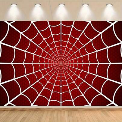 1PC Super Hero Spider Web Birthday Banner - Multi-Size, Multi-Purpose Party Backdrop Cloth For Men And Women - Universal Decoration For All Seasons, Indoor And Outdoor Decoration, Photo Studio, Garden Decoration, Party Decoration And Phone Booth.