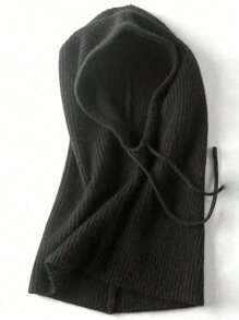 1 pezzo Set di berretto lavorato a maglia e sciarpa per donna, design a balaclava, caldo e antivento per l'autunno/inverno, colletto staccabile alla moda